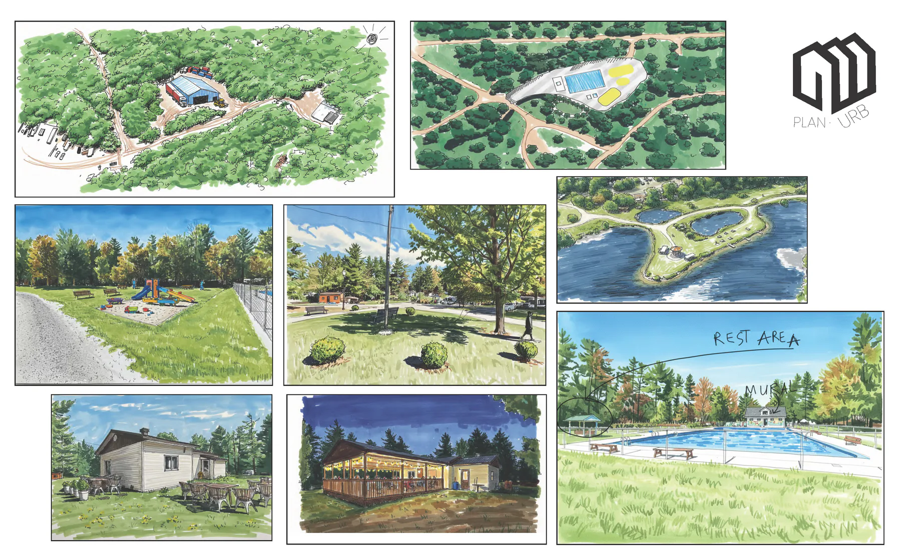 Deuxième planche de concepts du site de camping